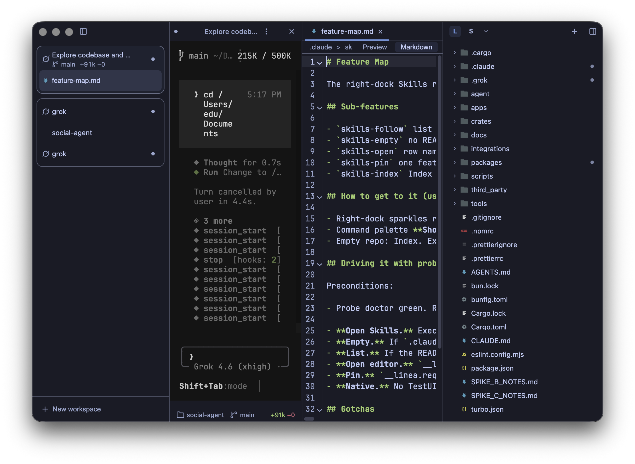 Línea on Electron, cell-grid terminal